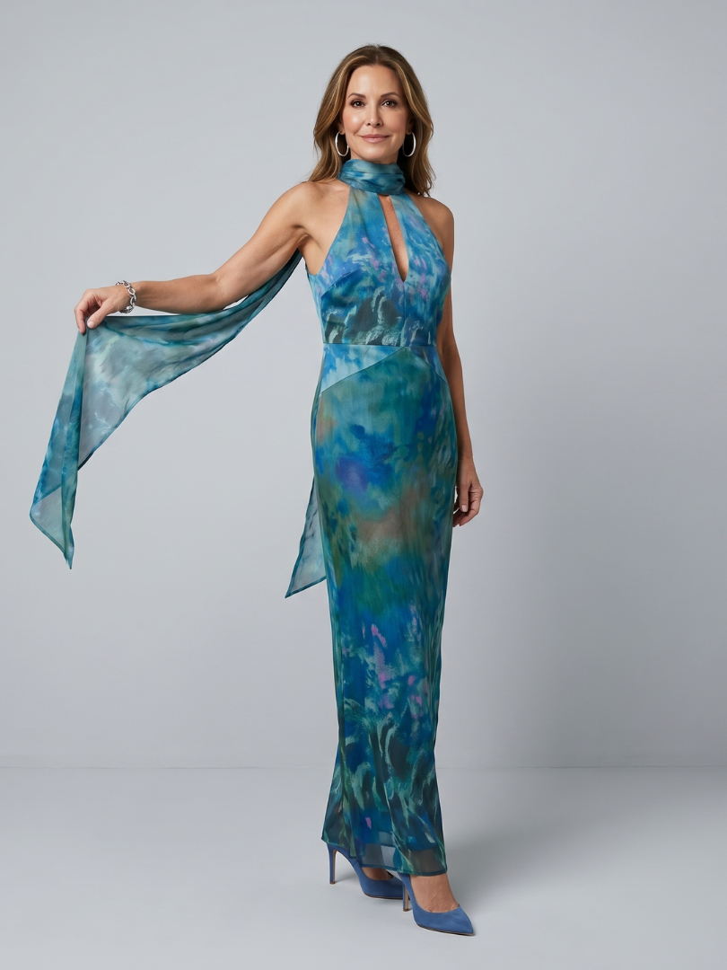 Τζούνιπερ | Φόρεμα Μαξί με Χαμηλή Λαιμόκοψη και Χωρίς Μανίκια