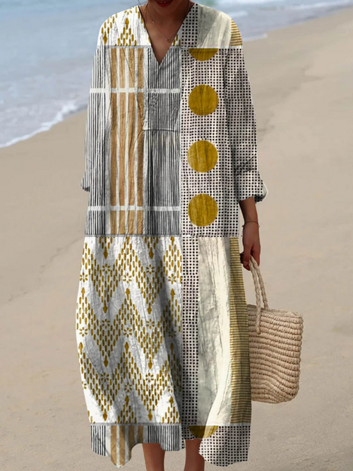 Αφηρημένο Γεωμετρικό Μοτίβο Τυπωμένο Φόρεμα