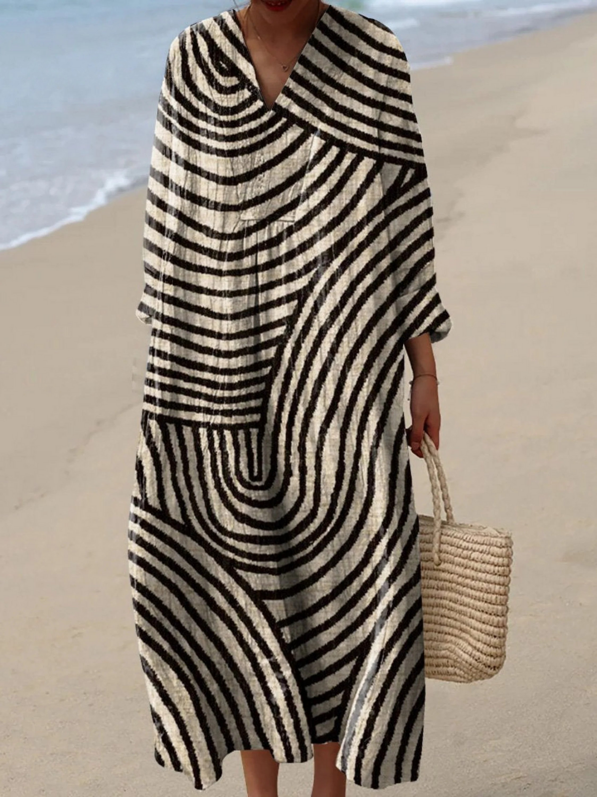 Vintage Χειροποίητο Σχέδιο Κύκλου Τυπωμένο Φορεμα
