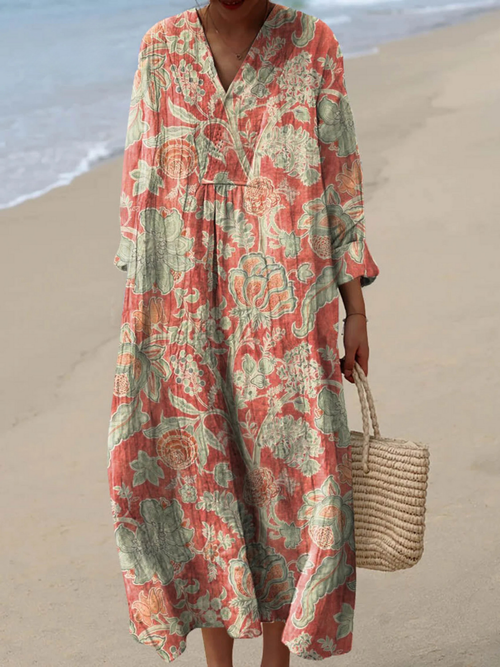 Vintage Floral Art Print Dress