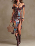 Calista - Μίντι Φόρεμα με Λουλούδια Boho-Chic