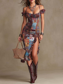 Calista - Μίντι Φόρεμα με Λουλούδια Boho-Chic