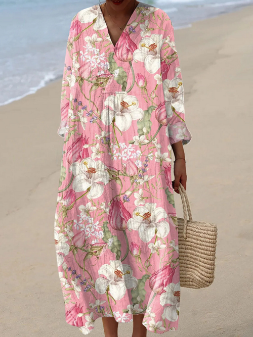 Vintage Floral Art Print Dress