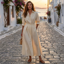 Lana - Κομψό βαμβακερό φόρεμα με γιακά