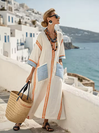 Ariella | Φόρεμα Maxi με Ρίγες και Πά Patchwork σε Μεγέθη