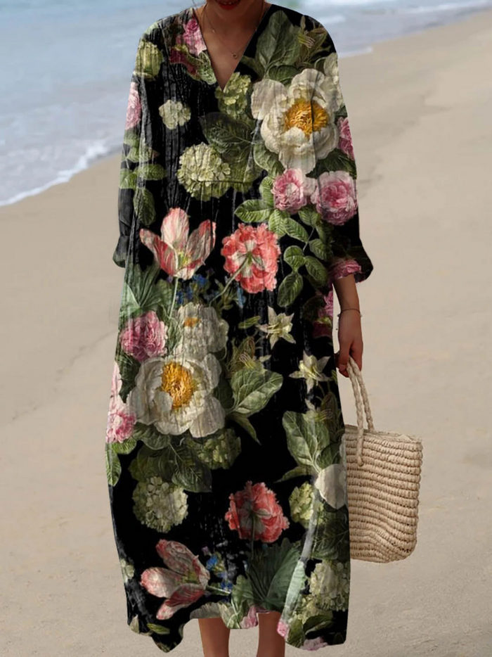 Vintage Floral Art Print Dress