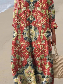 Vintage Floral Art Print Flowy Dress