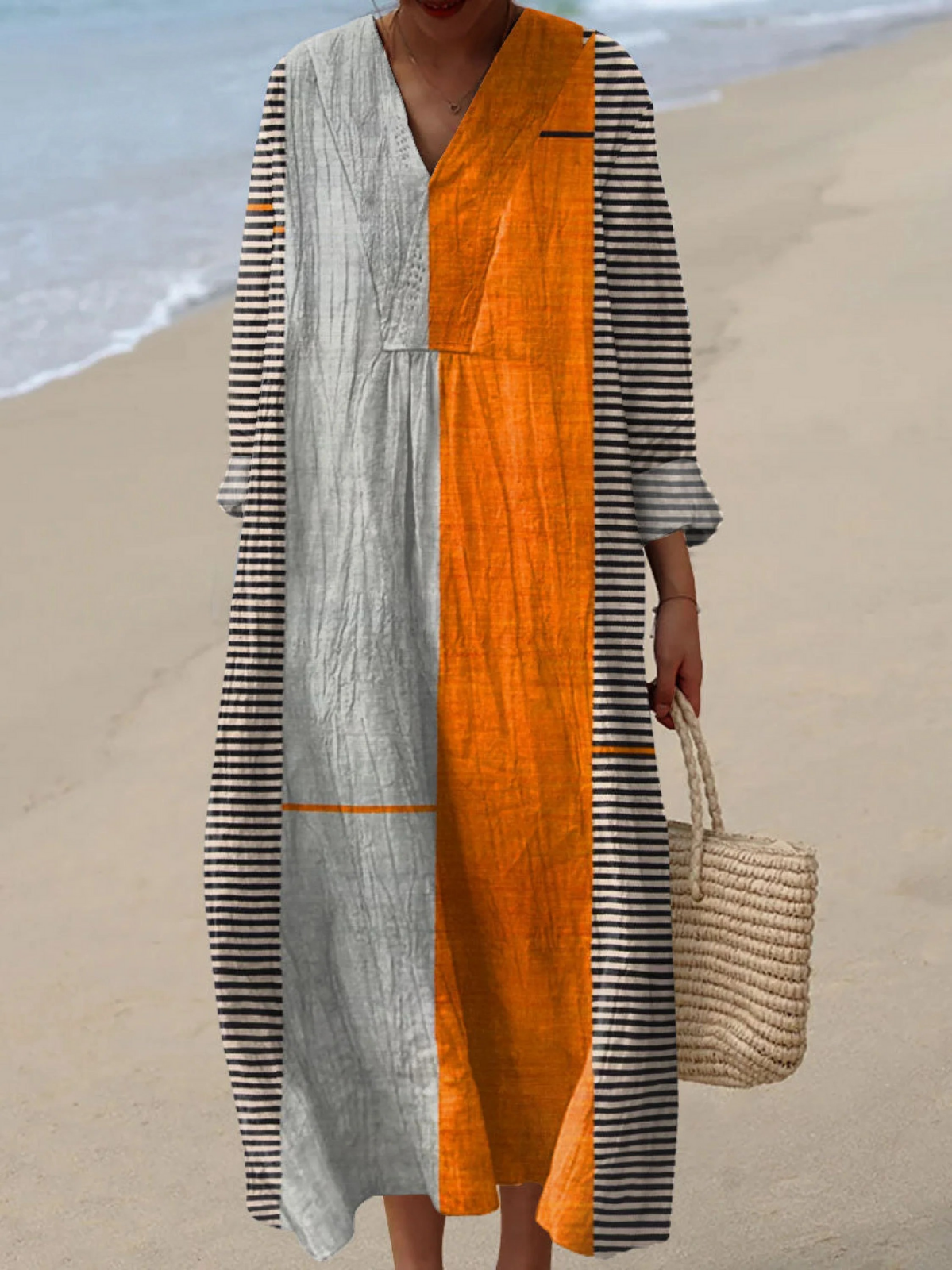 Vintage Boho Γεωμετρική Τέχνη Εκτύπωση Καθημερινό Φόρεμα
