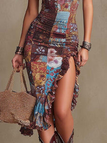Calista - Μίντι Φόρεμα με Λουλούδια Boho-Chic