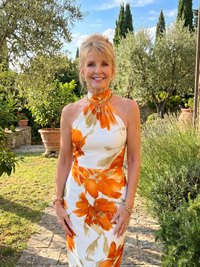 Ζινάρα | Φόρεμα Μίντι με Λουλούδια και Κολάρο Χαμόγελο