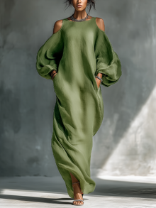 Γεωργίνα - Φως Πράσινο Off-Shoulder Maxi Φόρεμα