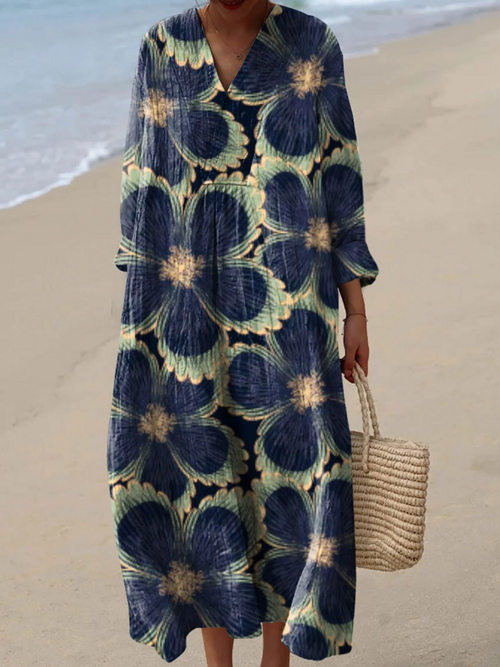 Vintage Floral Art Print Dress