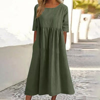 Σόφη - Μίντι Φόρεμα από Λινό και Βαμβάκι