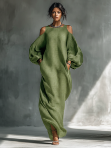 Γεωργίνα - Φως Πράσινο Off-Shoulder Maxi Φόρεμα