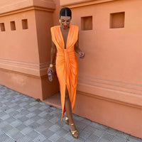 Selena | Φόρεμα με Δραματική Ραφή σε Φλογερό Κόκκινο