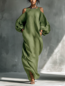 Γεωργίνα - Φως Πράσινο Off-Shoulder Maxi Φόρεμα