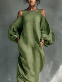 Γεωργίνα - Φως Πράσινο Off-Shoulder Maxi Φόρεμα
