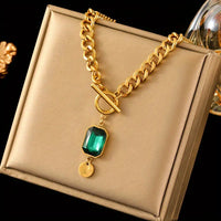 Κολιέ Χρυσό με Πέτρα Σμαράγδι
