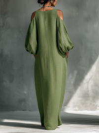 Γεωργίνα - Φως Πράσινο Off-Shoulder Maxi Φόρεμα