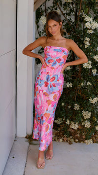 Jodie - Κομψό Strapless Midi Φόρεμα