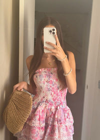 Cecilia | Strapless Floral Dress