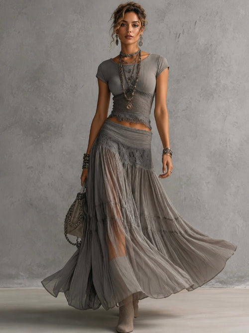 Paulina – γκρι σετ αδυνατίσματος με δαντέλα