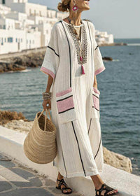 Ariella | Φόρεμα Maxi με Ρίγες και Πά Patchwork σε Μεγέθη