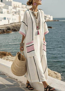 Ariella | Φόρεμα Maxi με Ρίγες και Πά Patchwork σε Μεγέθη