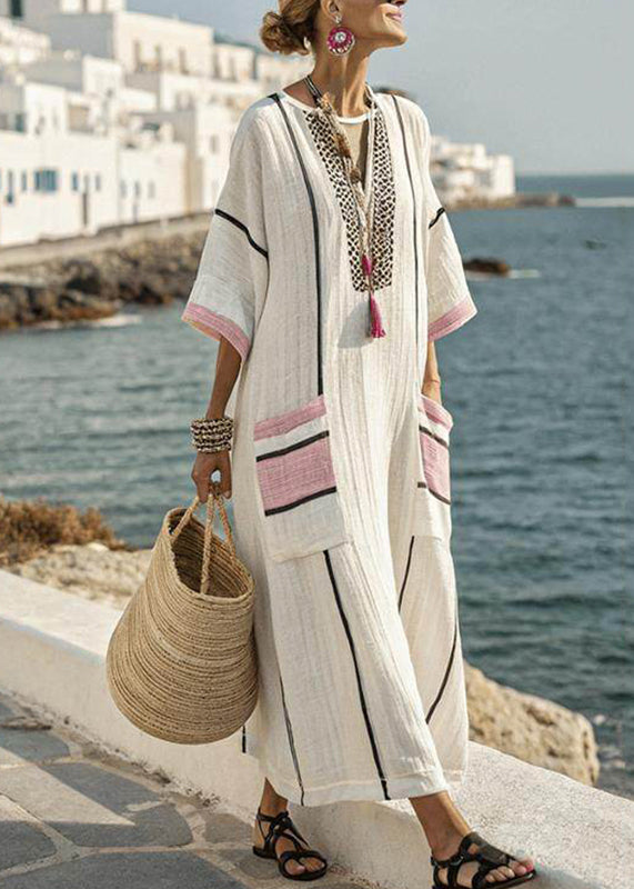 Ariella | Φόρεμα Maxi με Ρίγες και Πά Patchwork σε Μεγέθη