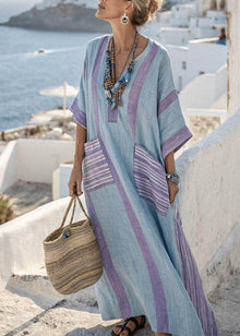 Ariella | Φόρεμα Maxi με Ρίγες και Πά Patchwork σε Μεγέθη