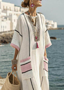 Ariella | Φόρεμα Maxi με Ρίγες και Πά Patchwork σε Μεγέθη