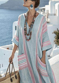 Ariella | Φόρεμα Maxi με Ρίγες και Πά Patchwork σε Μεγέθη