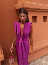 Selena | Φόρεμα με Δραματική Ραφή σε Φλογερό Κόκκινο