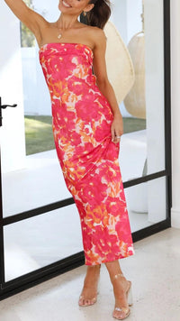 Jodie - Κομψό Strapless Midi Φόρεμα