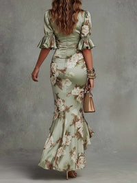 Αναστασία | Ασύμμετρο Μακρύ Πράσινο Σατέν Φόρεμα