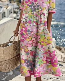 Ελένα | Χαλαρό και Ελαφρύ Floral Midi Φόρεμα