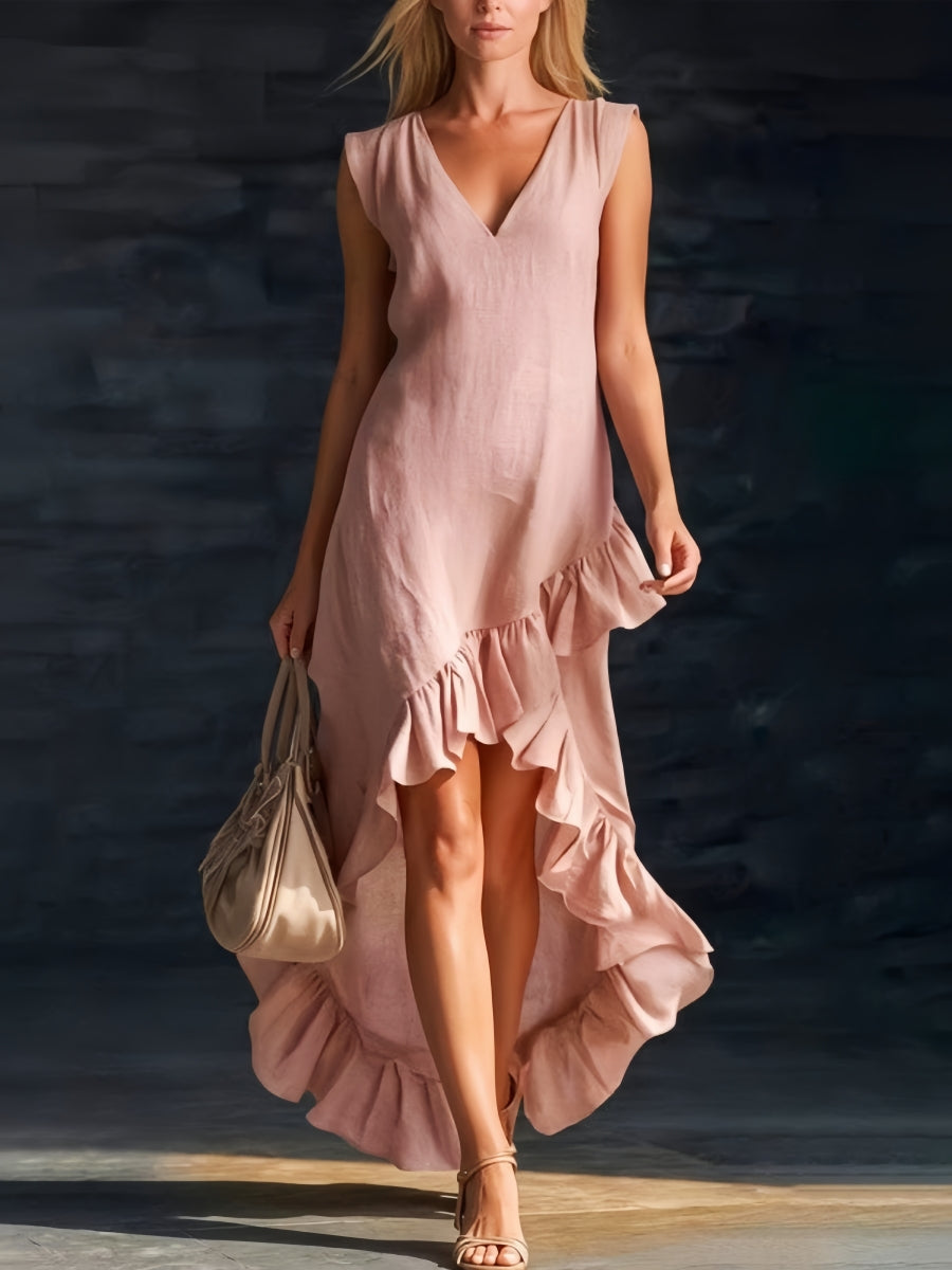 Sienna | Φόρεμα Boho Ruffle Υψηλό-Χαμηλό
